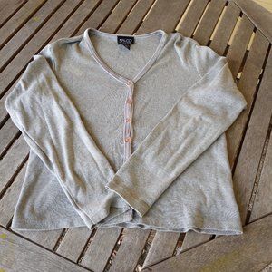 grey button down sweater